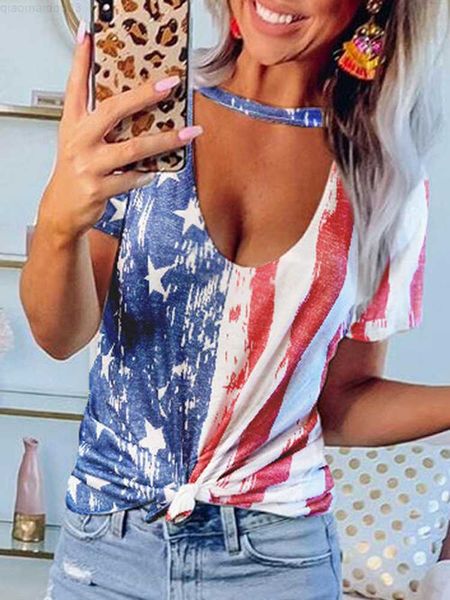 

women's t-shirt star striped hollow out v neck short sleeve t-shirt for women summer basic keyhole neck tshirts boho 2023 graphic t sh, White