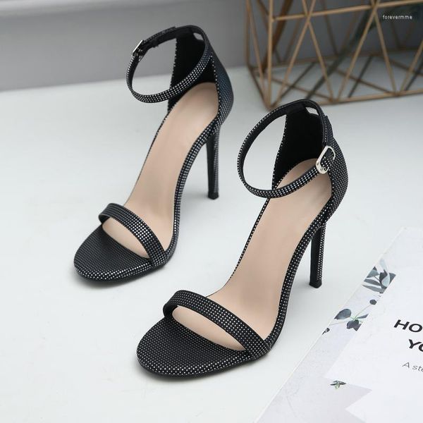 

sandals summer women's strappy stiletto suede highlights open toe fashion high heels banquet shoes, Black