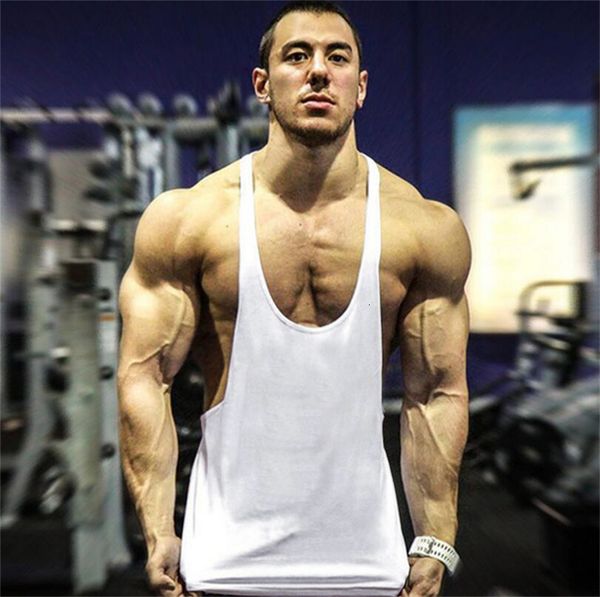 

mens tank brand vest sleeveless shirt bodybuilding stringer fitness singlets solid sportwear undershirt plain gym clothing 230713, White;black