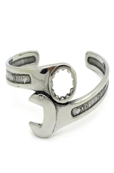 

fashion silver tone metals tools wrench bangle stainless steel biker bracelet unique designer band jewelry bb02209b5849498, Golden;silver