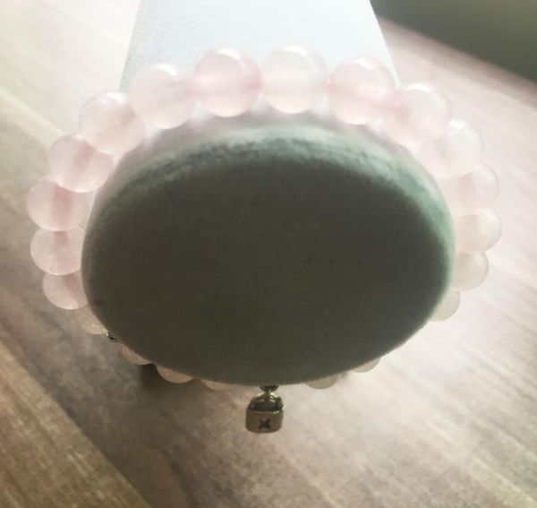 

natural stone 8mm rose quartz bracelet round bead bracelet love lock pendant mala beads bracelets yoga prayer bracelets5131914, Black