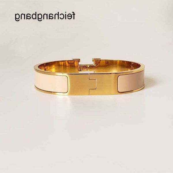 

h home bangle wholesale classic h bracelet 18k gold bangle for men enamel women cuff lover's 12mm wide with gift bag lv9v, Black
