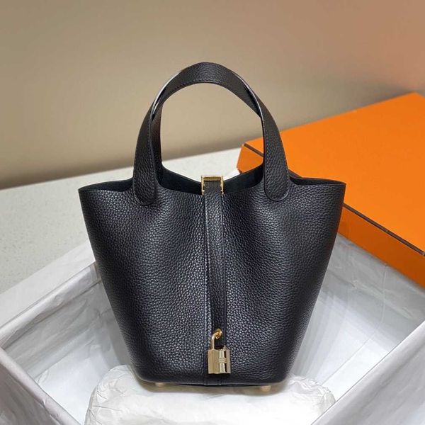 

orignal luxury designer bag picotin lock cow simple and versatile skin litchi grain vegetable basket bucket tote bag women's 1 afam