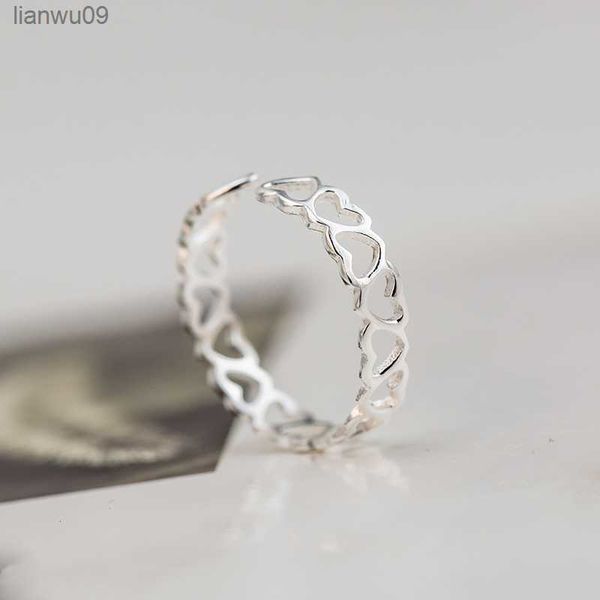 

925 sterling silver heart open rings for women hypoallergenic fashion girl sterlingsilverjewelry l230704, Golden;silver