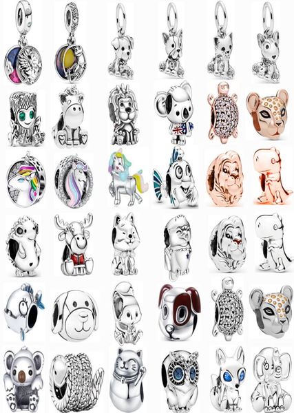 

leopard lion unicorn koala silver color zircon cartoon animals beads fit original charms bracelet women jewelry gift9000734