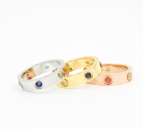 

love screw ring wedding rings classic luxury designer jewelry women stainless steel colorful cz silver gold rose gold never fade5413533, Slivery;golden