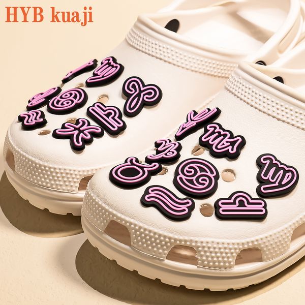 

hybkuaji zodiac custom pvc shoe charms wholesale shoe accessories, White;pink