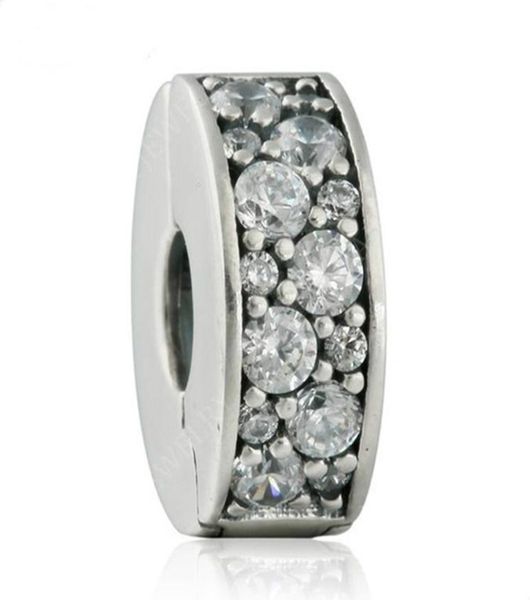 

clear crystal pave ser lock clip charm bead authentic 925sterlingsilver delicate fine jewelry diy fit beads bracelet making5067249, Black