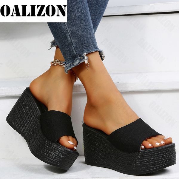 

slippers women platform beach slippers high heels wedges sandals summer shoes women shoes thick slides pumps fad flip flops 230713, Black