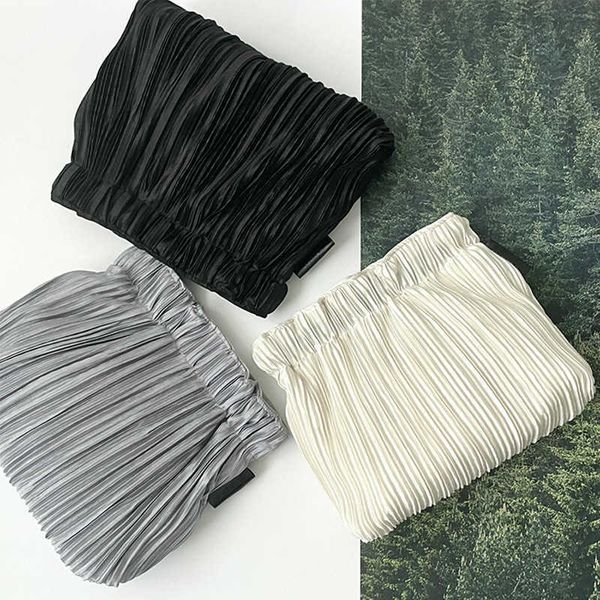 

satin pleated carrying bag simple and fashionable solid color women's carrying bag key lipstick storage bag and hand gift can be custom