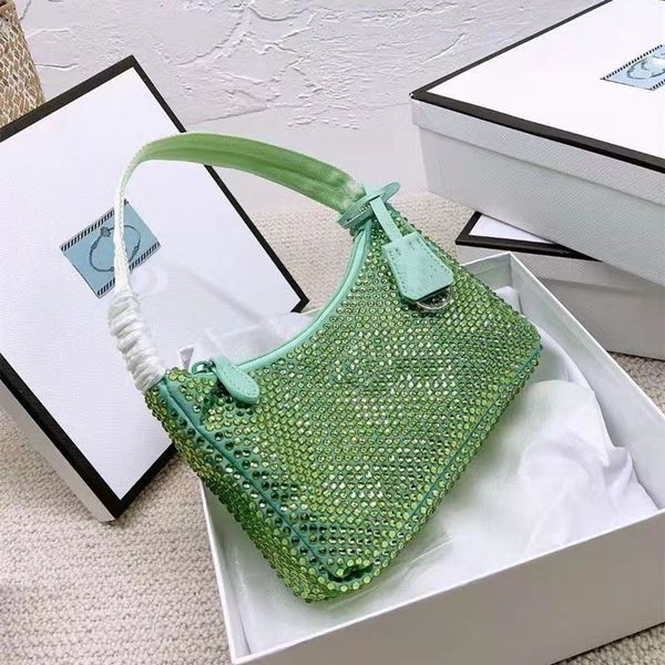 

lady large-capacity fashion bag underarm bag full of diamond rhinestones imitation crystal zipper daily back fashion super a sweetheart spic