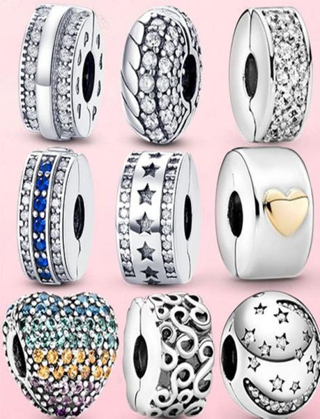 

silver clasp 925 sterling silver pave clip charm daisy beads ser fit bracelet jewelry gift4168029, Black