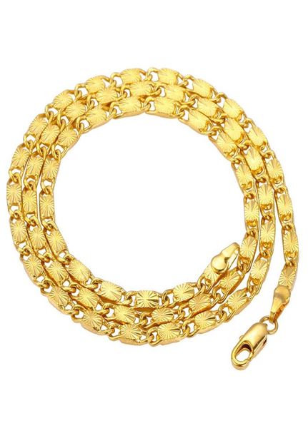 

24k gold plated chains for men and women charming fine jewelry choker 3mm necklaces whole beautiful gift link chain party6528071, Silver