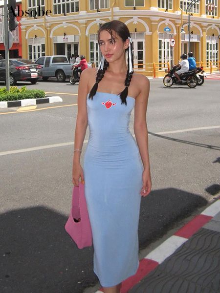 

urban dresses absobe printed y2k strapless maxi dres sleeveless bra slim wrap hip long tie casual outfit streetwear 230713, White;black