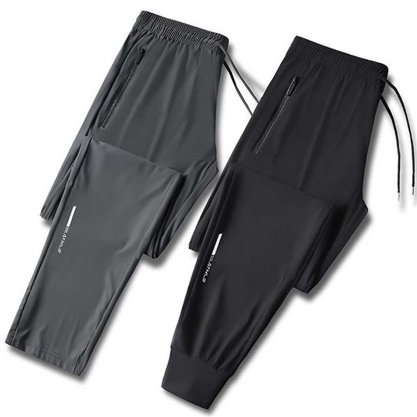

quick drying sports pants men's spring summer oversized casual solid straight training leggings ice silkcrc3crc3, Black