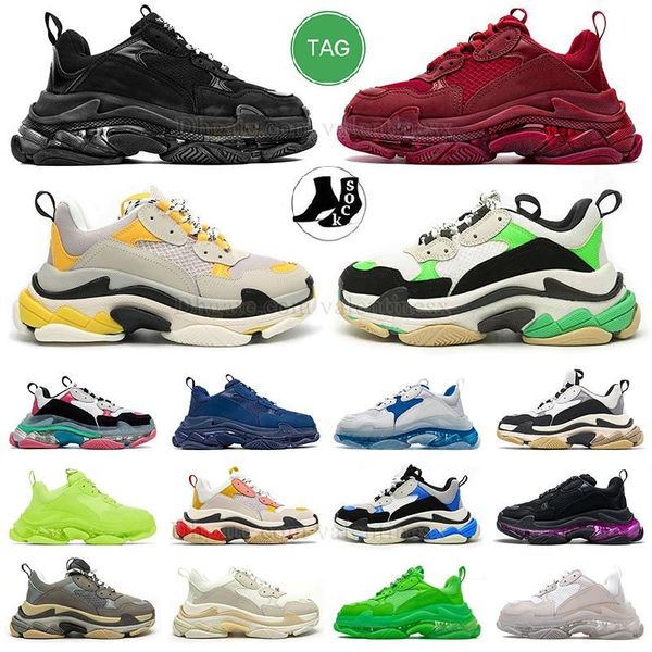 

mens womens athletic triple s sneaker designer shoes platform sneakers clear sole black white pink grey red blue royal neon green famous par