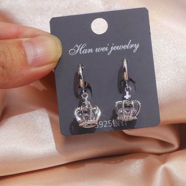 

stud juwang fashion women girls drop earrings jewelry aaa cubic zircon crown dangle for wedding party 230714, Golden;silver
