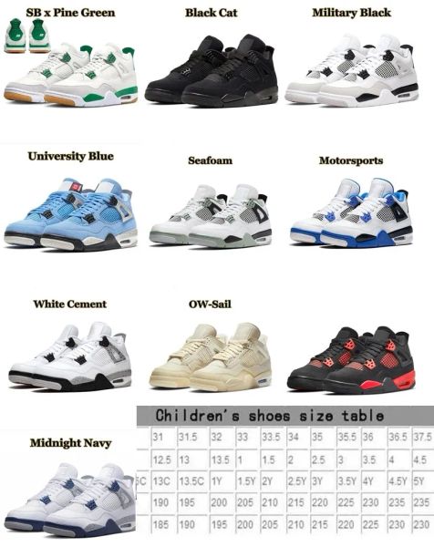 

kids baby big kid basketball shoes 4 4s sb pine green black cat midnight navy white oreo sail toddler infants boys girls children youth juni