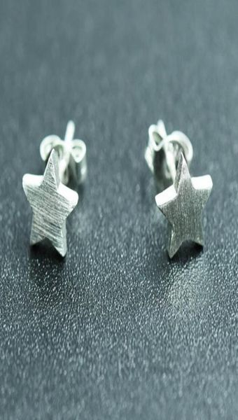 

2019 new fashion plated 925 sterling silver earrings wire drawing frosted star stud earrings for womenlover earring jewelry 15pai3510327, Golden;silver
