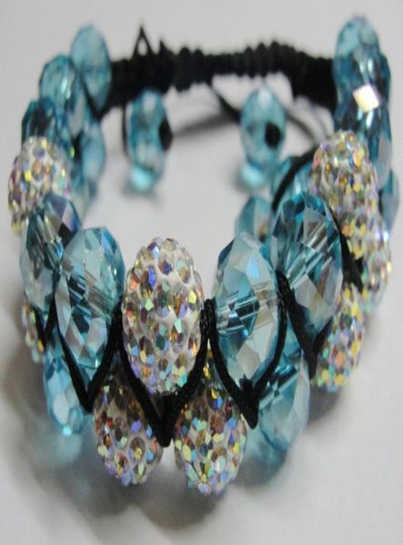 

5pcs fashion double row crystal disco ball 9pcs handmade cord bracelet6479605, Black