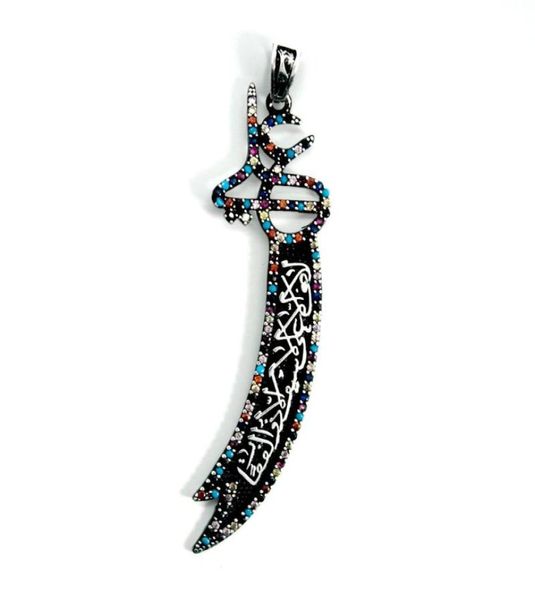 

black floor zulfiqar sword stone silver pendant hz ali necklace tip chains8887707