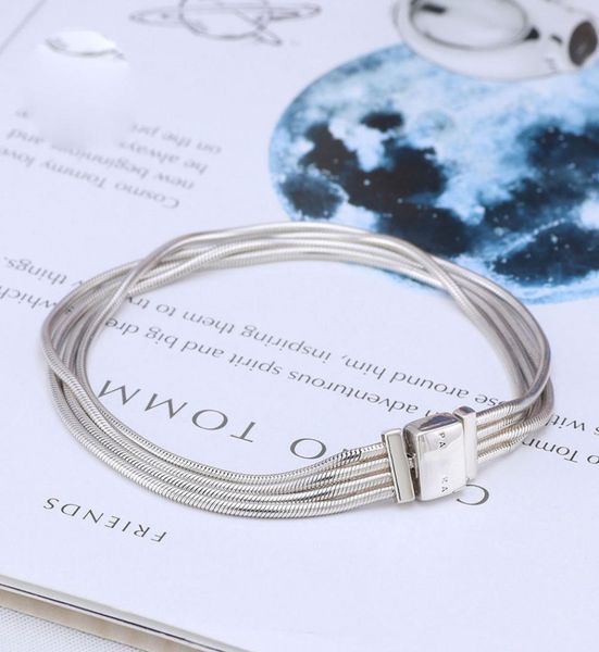 

925 sterling silver reflexions multi chains bracelet fits for european bracelets charms and beads8246904, Golden;silver