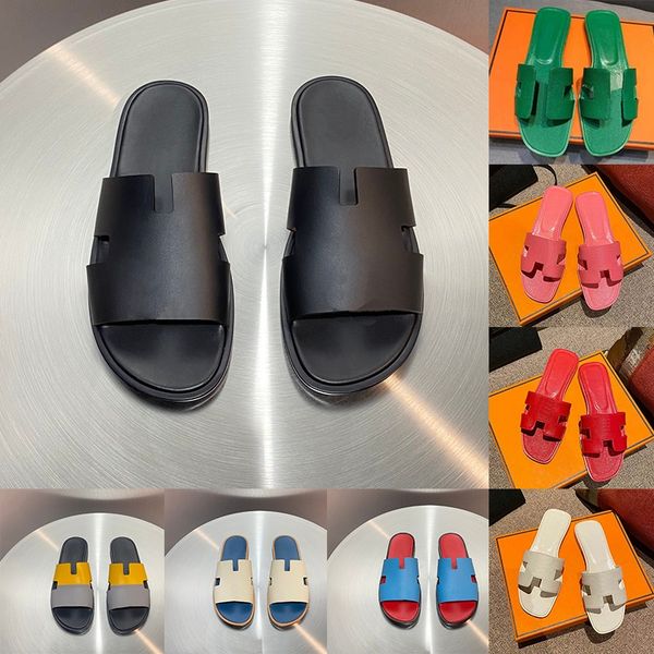 

designer slippers sandals for women ladies izmir mens summer casual fashion luxury classic flat leather claquette home beach slides shoes ma, Black