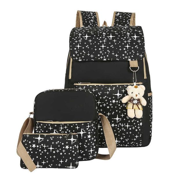 

style backpack bear backpack girl schoolbag piece set
