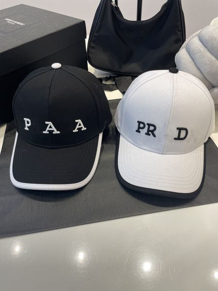 

23ss luxury designer prd embroidery letters hat men women black white chapeau baseball cap sun prevent hip hop snapback comfortable outdoor