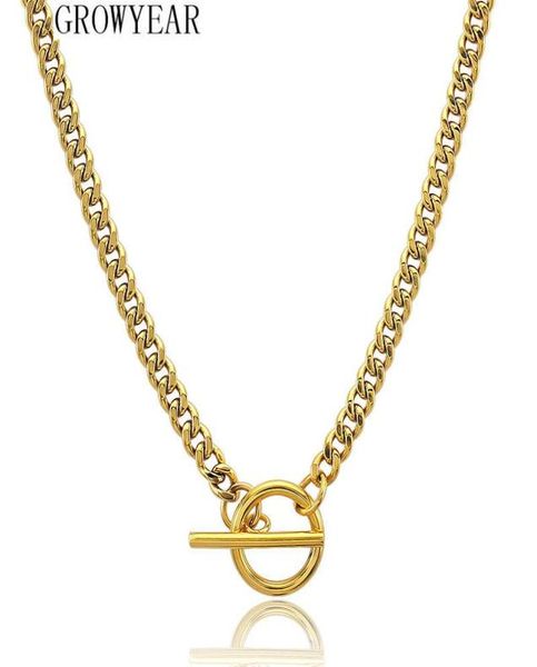 

chains long t bar choker necklace for women men cuban chain gold color hip hop geometric o shape lock statement7925972, Silver