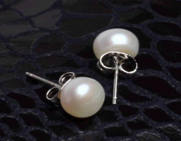 

natural aaa 910mm white fresh akoya pearl earrings 925 silver stud6376368, Golden;silver