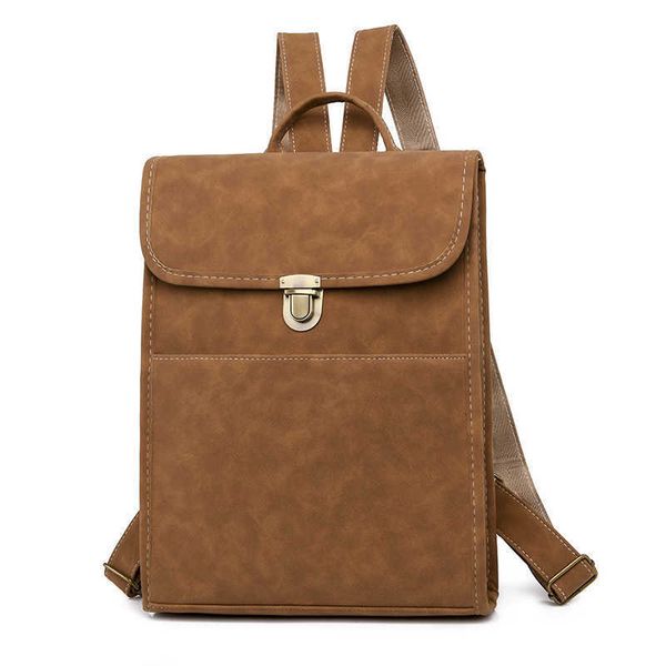 

women's backpack soft leather outdoor travel bag large solid color simple backpack women's bag