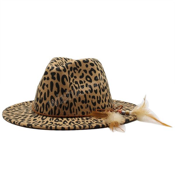 

women men wool warm fedora fashion trend caps with feather leopard large size hats male classic bone bowler hat, Blue;gray
