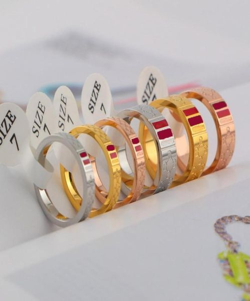 

full letter printed rings with stamps women men band ring couple tail rings titanium steel jewelry4332500, Silver