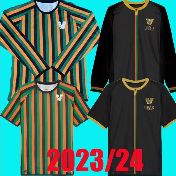

22 23 24 venezia fc soccer jerseys pre match home black away white third 4th red aramu forte venice 2023 busio football shirts 3rd adukt kid, Black;yellow