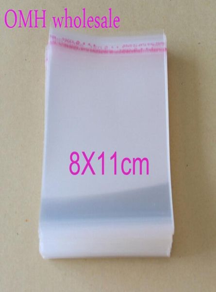 

omh whole 200pcs 8x11cm double layer opp stickers self adhesive clear pp plastic bags for jewelry packaging pj36936400048, Pink;blue
