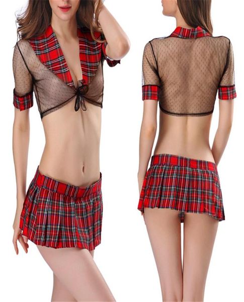 

lingerie erotic cosplay student uniform lingerie black perspective bra red plaid skirt women costumes sleepwear5126098, Black;red