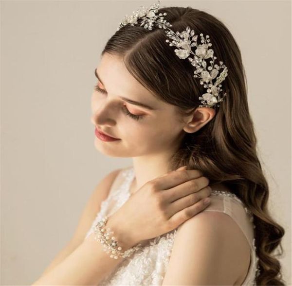 

wedding bridal freshwater pearls headband princess crown tiara rhinestone crystal headpiece for brides women girls hair accessorie5469021, Slivery;golden