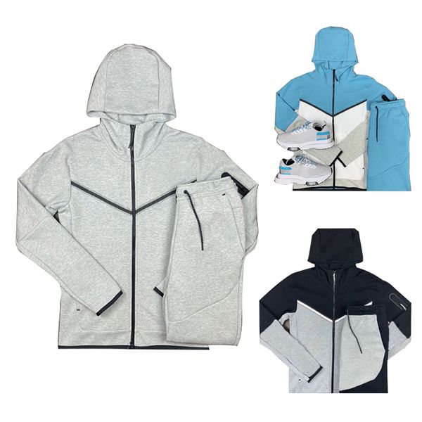 

mens tracksuit tech fleece set designer suit europe american basketball football rugby two-piece with women's long sleeve hoodie spring, Gray