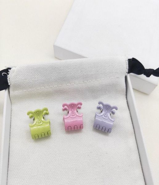 

cel designers candy color women clamps acrylic mini hair clips side clip 3colors fashion clamp purple green pink brand hairjewelry1313586, Slivery;golden