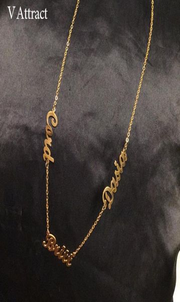 

v attract custom three name necklace women personalized jewelry friends gold multiple names handmade bijoux collier femme cx21048238, Silver
