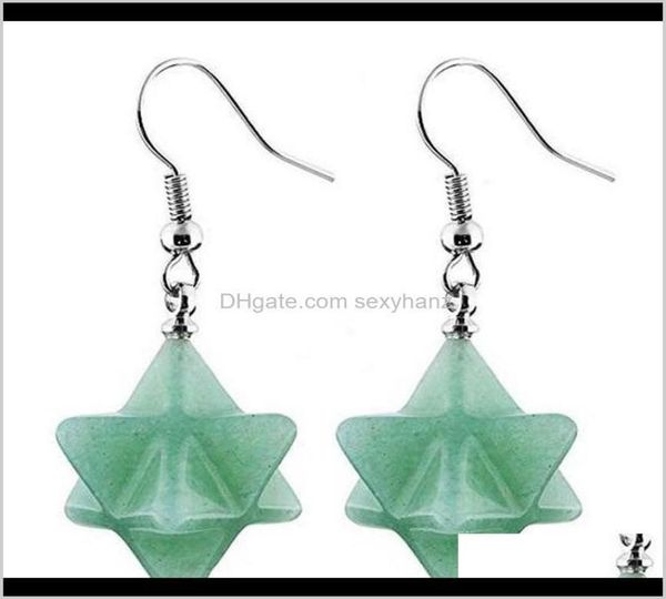 

rock quartz loose beads jewelry boho sier plated natural stone crystal merkaba dangle earrings ear hook earring reiki fashion wome7788811, Black