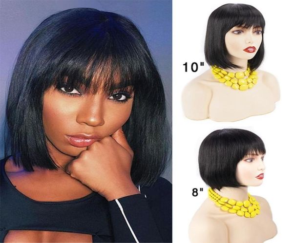 

bob lace front human hair wigs with baby hair pre plucked brazilian remy hair full end straight short bob wig for black women6766868, Black;brown