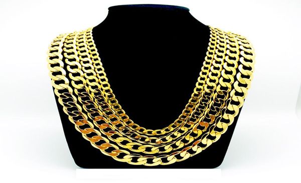 

24k yellow gold filled men039s necklace bracelet 24quotsolid curb chains gf jewelry wide 8mm 10mm 12mm3837809, Silver