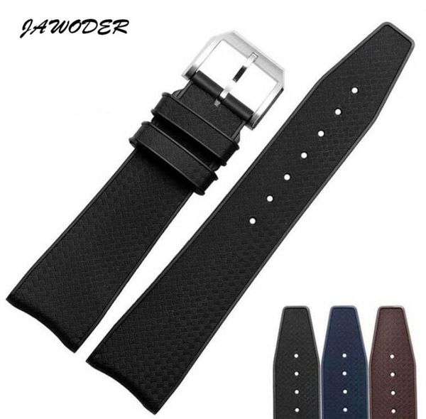 

jawoder watchband 22mm blackbrownblue waterproof diving silicone rubber watch band strap with stainless steel pin buckle for iw38560226, Black;brown