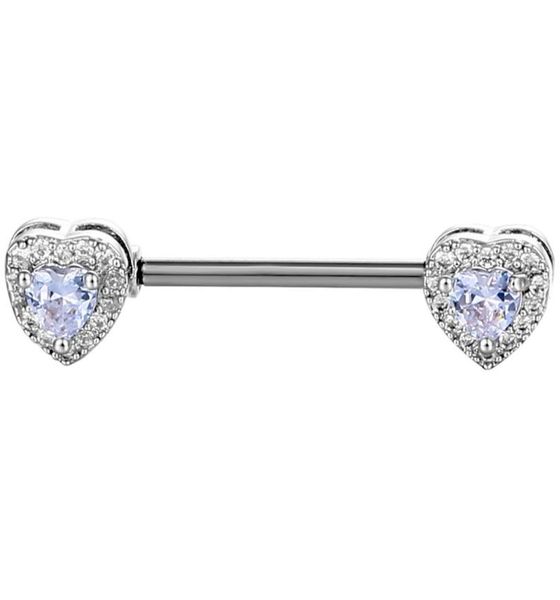 

d1042 zircon heart nipple ring clear 14ga 16mm length01234861623, Silver