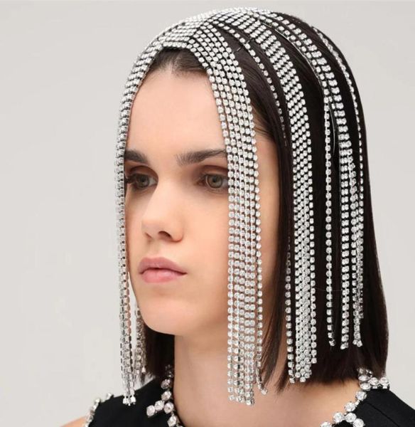 

hair clips barrettes stonefans luxurious headdress hat rhinestone tassel head chain band crystal multi strand headband chains he4680146, Golden;silver