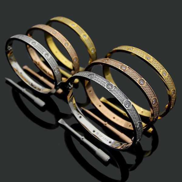 

titanium steel 3 row full diamond bracelet fashion women men chirstmas bangle bracelets distance jewelry gift with velvet bag7576647, Black
