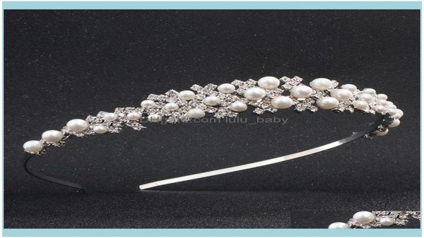 

headbands jewelryfashion princess rhine stone tiara bridal prom crown girl elegant hairbands pearl crystal wedding hair jewelry he9024397, Silver