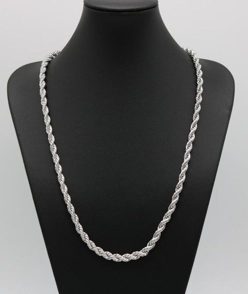 

24 inches classic rope chain thick solid 18k white gold filled womens mens necklace ed knot chain 6mm wide5163727, Silver